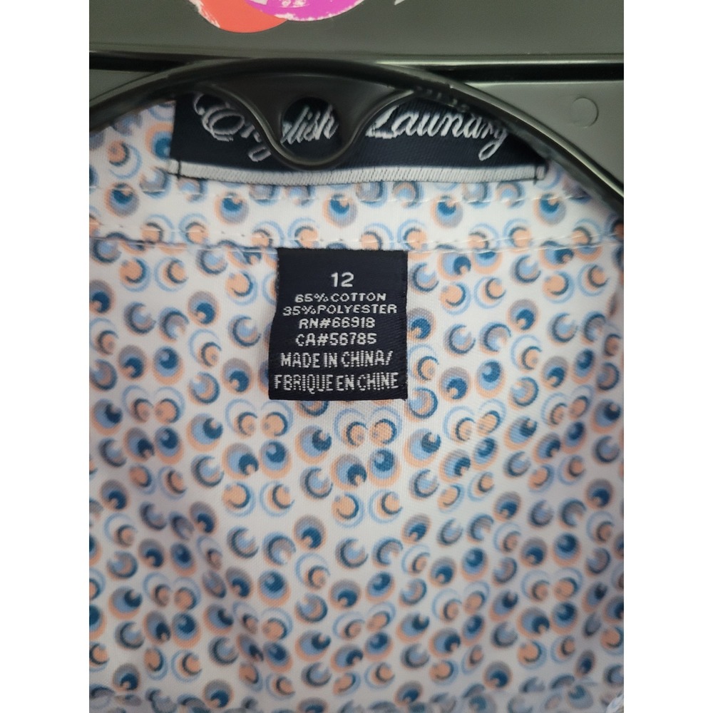 English Laundry Womens Blue Tan Geometric Circle Print Button Down Shirt 12 #16 - Picture 3 of 5